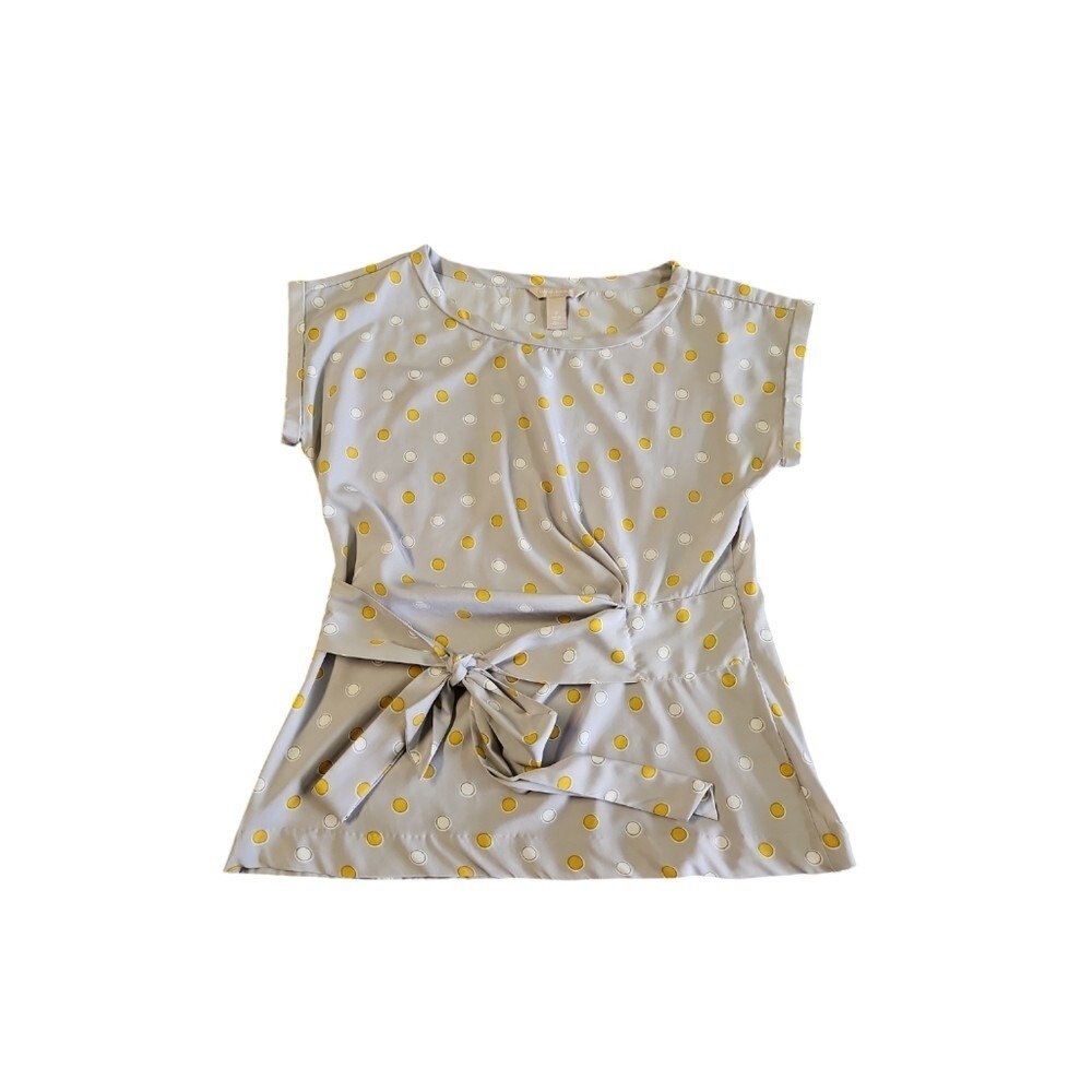 Banana Republic Women's Gray Side Tie‎ Blouse Top Size Small